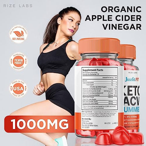 rize labs - (3 Pacotes) Juzfit FIT Keto Gummies – Juzfit FIT Keto ACV Gummies para Emagrecimento Avançado Juzfit FIT Keto Gummies com Suplemento de Vinagre de Maçã Forte para Queima de Gordura Abdominal (180g)