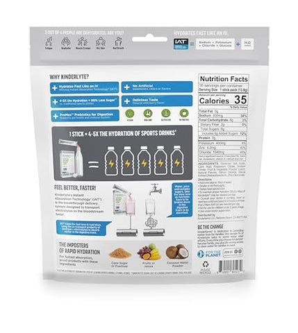 Pó de Eletrólitos, Hidratação Avançada, Embalagens Práticas, Mistura para Bebida Suplementar (Frutas Silvestres, 16 Unidades) - Kinderlyte