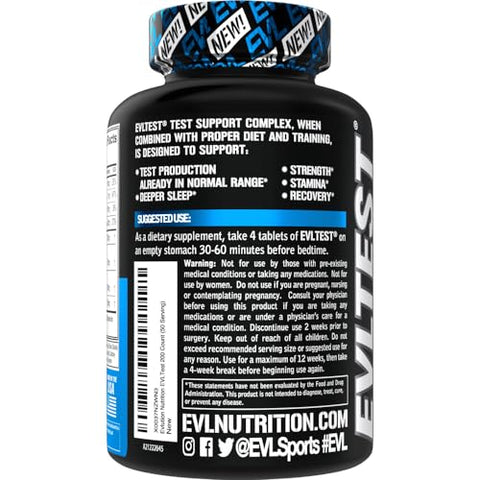 Evlution - EVL Testosterone Booster for Men – Suporte pós-treino para recuperação de testosterona com DIM Plus D Aspartic Acid e Fenugreek e Tribulus – EVLTest para Homens Pós
