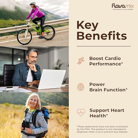 FlavaNaturals - FlavaMix Performance | Pó de Cacau com 900mg de Flavanóis de Cacau | Promove a Saúde Cardíaca