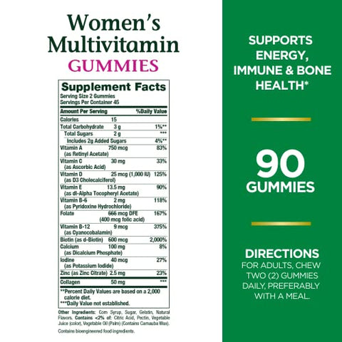 Nature's Bounty - Nature’s Bounty Multivitamínico Feminino, Suplemento de Vitaminas para Adultos, Sabor Frutado, 90 Gomas