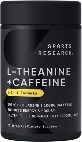 Suplemento Sports Research L-Theanine com Cafeína – Potencialize seu Desempenho Esportivo