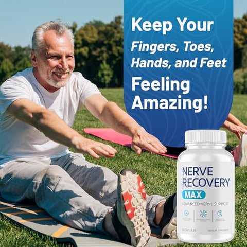 Nerve Recovery Max - Suplemento de Suporte Nervoso, 60 Cápsulas para o Sistema Neurológico, Promove Fluxo Sanguíneo e Circulação, Não-OGM, Fabricado nos EUA, Suplementos para a Saúde Nervosa – 1 Pacote