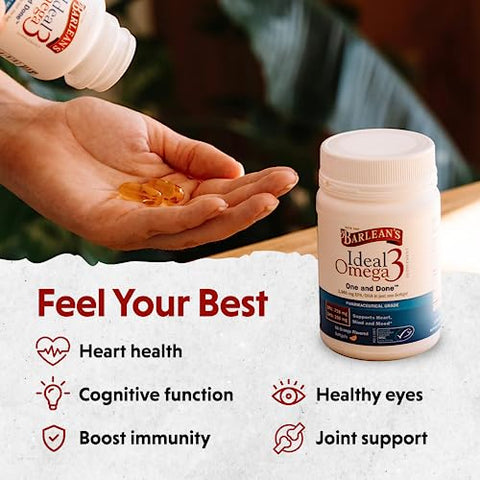 Barlean's - Barlean’s Ideal Ômega 3 Óleo de Peixe, 1.000 mg Cápsulas Softgels, Grau Farmacêutico EPA
