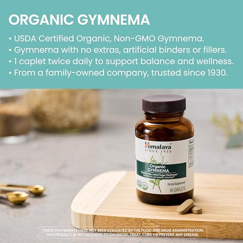 Orgânico Gymnema Herbal Supplement Certificado USDA Orgânico, Não-OGM, 700 mg, 60 Cápsulas à Base de Plantas, Fornecimento de 30 Dias - Himalaya