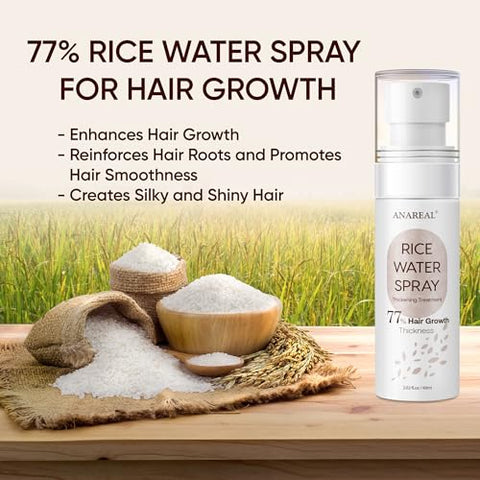 ANAREAL - Água de Arroz para Crescimento Capilar – Sérum Spray 200ml para Mulheres – Marca BrandName