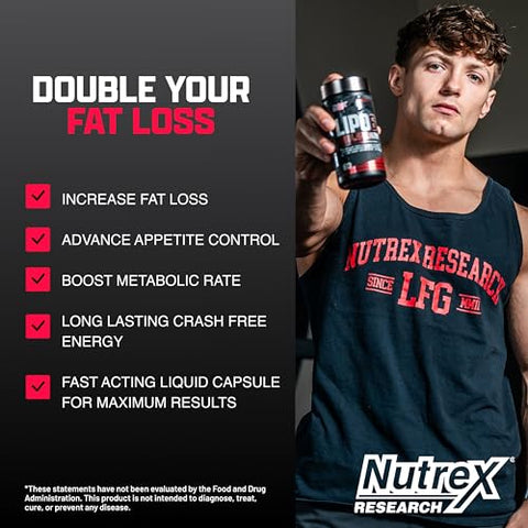 Lipo-6 Black Ultra Concentrate | Queimador de Gordura Termogênico Energizante, Aumenta a Perda de Peso, Energia | 60 cápsulas - Nutrex Research