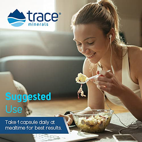 Trace Minerals - Cápsulas de Magnésio Glicinato de Minerais Traços | Suplemento de 120 mg de Magnésio | 90 Unidades