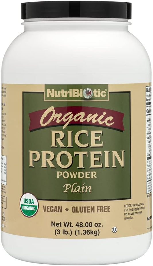 Proteína de Arroz Orgânica Certificada, 3 Libras | Pó de Proteína Vegana de Baixo Carboidrato | Cru, Certificado Kosher - NutriBiotic