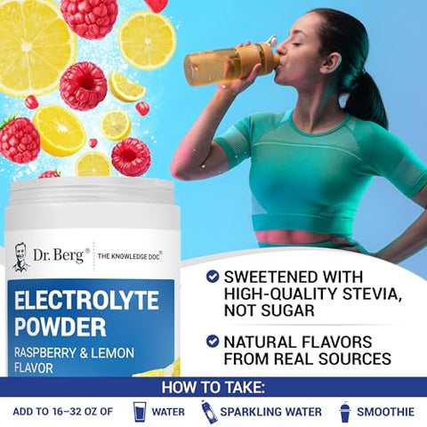 Dr. Berg Nutritionals - Dr. Berg Zero Sugar Hydration Keto Electrolyte Powder – 1000 mg de Potássio – Hidratação Sem Açúcar