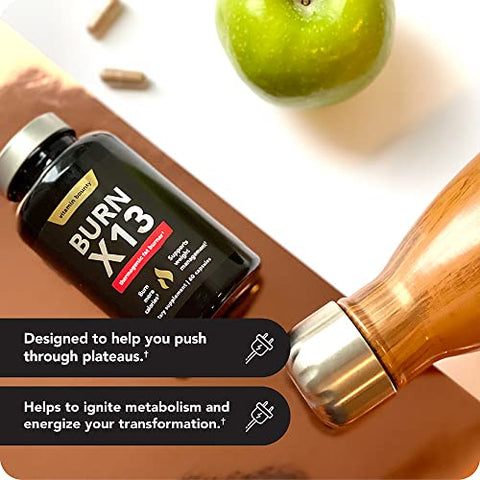 Burn X13 – Queimador de Gordura Termogênico para Homens e Mulheres, Aquecimento Termogênico, Suporte ao Crescimento Muscular, Bombas, Vascularidade e Níveis de Energia – Marca Vitamin Bounty - Vitamin Bounty