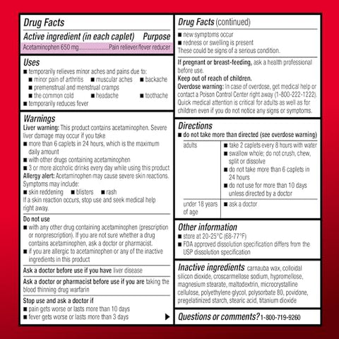 Acetaminophen 650 mg de Liberação Prolongada para Dor na Artrite – 400 Comprimidos - Amazon Basic Care