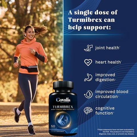 Covalis Nutrition - Turmibrex Orgânico – Suplemento de Cúrcuma Curcumina | 95% Curcuminoides com BioPerine | Suporte para Articulações