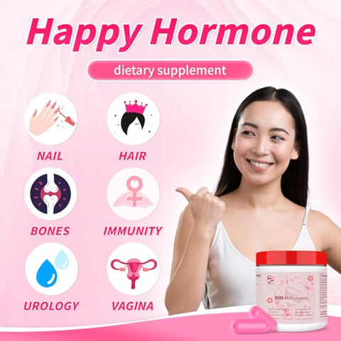 HAIION - Nova Upgrade PCOS Multivitamínico 2024, Equilíbrio Hormonal para Mulheres – Suplemento de Suporte ao Ciclo – Suporte para Menopausa e Humor – Suporte para TPM em Mulheres (120 Cápsulas)