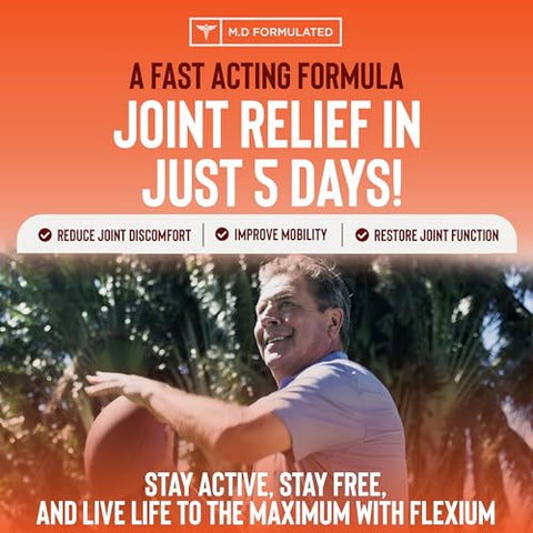 Flexium – Suporte Rápido às Articulações, Livre de Medicamentos, com Mistura CurcuTame, Promove Flexibilidade e Função Articular, 60 Cápsulas - Relaxium