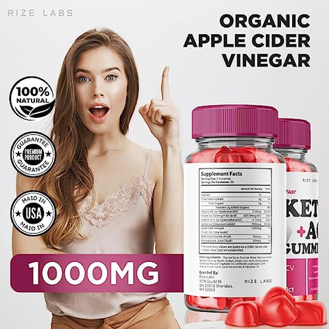 rize labs - (3 Pacotes) Gomas ProFast Keto – Pro Fast Keto ACV Gummies Avançado para Perda de Peso – Gomas Pro Fast Keto com Vinagre de Maçã – Forte para Queimar Gordura da Barriga (180 Gomas)