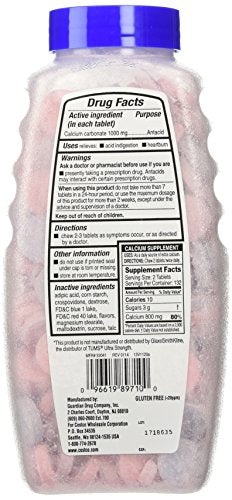 Ultra Strength Antacid – Carbonato de Cálcio 1000 MG Sabores de Frutas Variadas (265 Comprimidos) - Kirkland Signature