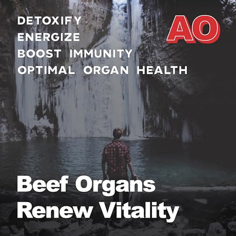 Ancient Origins - Suplemento de Órgãos de Carne Bovina Alimentada com Capim – Fígado Desidratado, Medula Óssea, Coração, Baço, Pâncreas – 4500mg