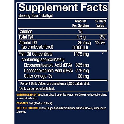 Vthrive - Óleo de Peixe Selvagem do Alasca Premium com Vitamina D3 – Suporte à Saúde Cardiovascular – 1.375 DHA/EPA (120 Softgels)