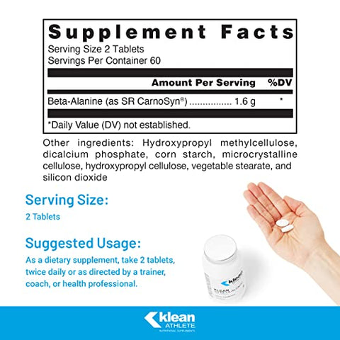 Klean SR Beta-Alanine | Retarda a Fadiga, Suporta Resistência Muscular | 120 Comprimidos - Klean ATHLETE