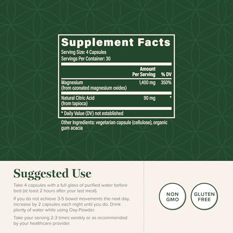 Oxy-Powder – Limpeza Natural do Cólon com Base em Oxigênio para Alívio da Constipação (120 Cápsulas) - Global Healing Center