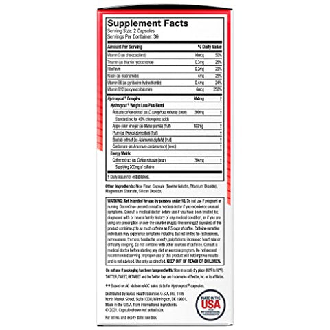 Original – 72 Cápsulas de Liberação Rápida – 200 mg de Cafeína – Acelera o Metabolismo, Queima Calorias, Aumenta a Energia – para Mulheres - Hydroxycut