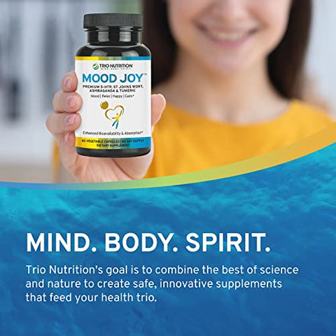 TRIO NUTRITION - Trio Mood Joy | Premium 5-HTP, Erva de São João, Ashwagandha | 60 cápsulas | 100% natural
