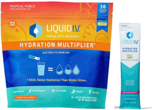 Tropical Punch – Hidratante em Pó | Pacotes de Sachê de Hidratação | Mistura de Bebida com Eletrólitos | Embalagem Individual Fácil de Abrir | Não-OGM 30 SACHÊS 2-0,45 OZ (60g) de Paixão - Liquid I.V.