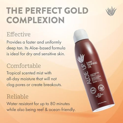 ALOE UP - Aloe Up Óleo Bronzeador SPF 4 – Spray Contínuo para Corpo e Rosto – Proteção Solar – Aloe Vera Pura e Óleos Naturais – Secagem Transparente – Amigo dos Recifes – Frescor