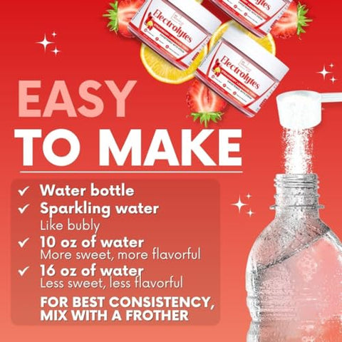 My Adventure to Fit - Zero Sugar – Pó de Eletrólitos de Limonada de Morango – Hidratação Refrescante – Energia Livre de Cafeína – Ingredientes Naturais – Vegano, Keto