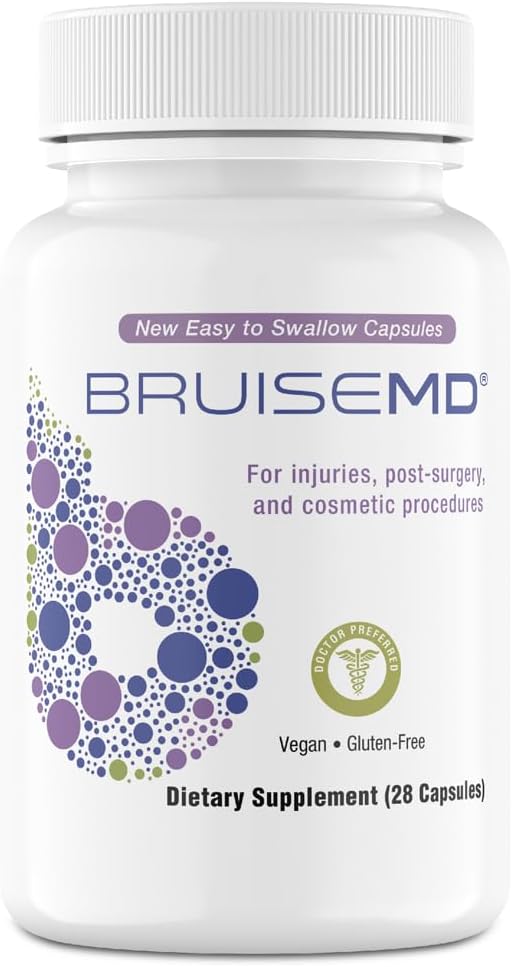 BruiseMD - Suplemento Arnica 1.000mg e Bromelina 500mg 2.400GDU/g para Hematomas e Inchaços, Cápsulas Fáceis de Engolir (Fornecimento de 7 Dias)