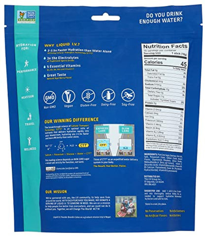 Liquid I.V. - Liquid IV Acai Berry Mix Hidratante 16 Sachês, 16g | Bebida Hidratante de Açaí | Marca Liquid IV