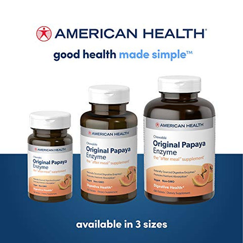 Original Papaya Digestive Enzyme Chewable Tablets – Promove Absorção de Nutrientes e Auxilia na Digestão – 600 Unidades (200 Porções Totais) - American Health