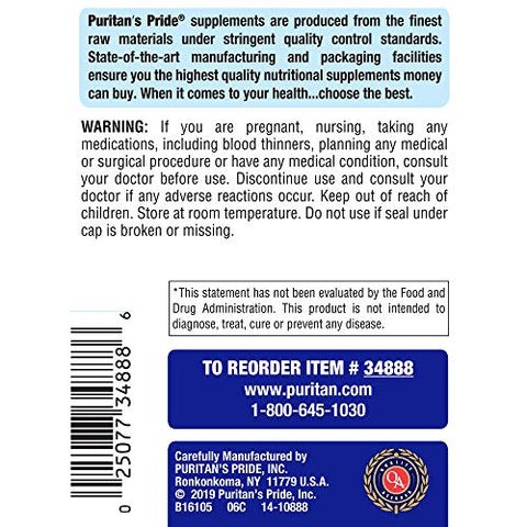 Puritan's Pride - Puritan’s Pride Ômega-3 Triplo Forte 1360 Mg (950 Mg Ômega-3 Ativo), 240 Cápsulas, Embalagem pode variar