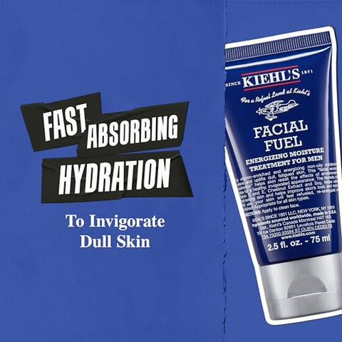 Kiehl’s Facial Fuel Moisturizer: Creme Facial Masculino com Vitamina C e Cafeína, Antioxidantes para Energizar e Reduzir Opacidade, Não Oleoso, Livre de Parabenos, 50g