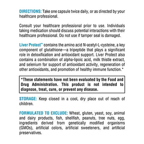 Liver Protect – Suporte à Saúde do Fígado Produção de Glutationa – Extrato de Cardo Mariano, Ácido Alfa-Lipóico ALA, N-Acetil-L-Cisteína, Selênio L-Selenometionina (120 cápsulas) - XYMOGEN