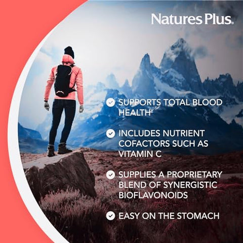 Natures Plus - NaturesPlus Hema-Plex Ferro – 60 Cápsulas de Ação Rápida – 85 mg Ferro Quelado – Saúde Total do Sangue – Com Vitamina C