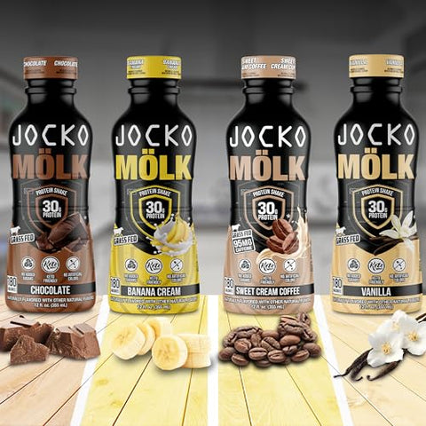 Jocko Fuel - Jocko Mölk 30g Shakes de Proteína Grass Fed – Bebidas Proteicas Sem Açúcar Adicionado KETO Friendly – Prontas para Beber 12 FL Oz (Embalagem com 12) Chocolate