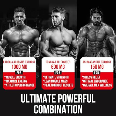 Thalacy - Suplemento Fadogia Agrestis Tongkat Ali 1600mg, Extrato de Fadogia Agrestis para Homens com Ashwagandha – Máxima Potência, 60 Softgels