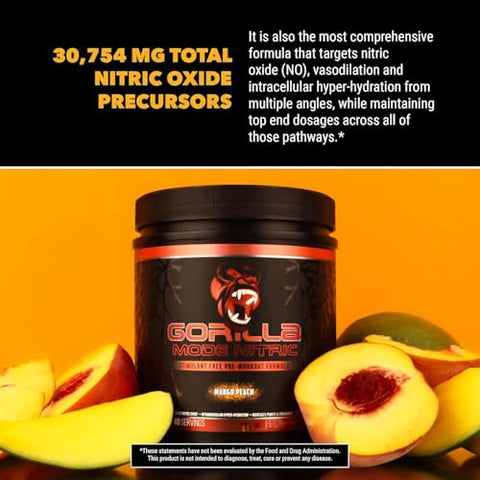Gorilla Mind - Gorilla Mode – Pré-treino sem estimulantes com sabor incrível e máxima eficácia – Bombas Musculares Intensas · Vasodilatação · Potência / 776g (Maçã Doce Azeda)