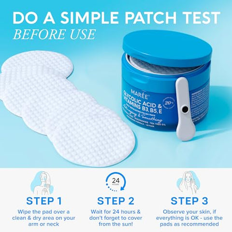 Facial Polish – Pads de Peel com Ácido Glicólico e Óleo de Tea Tree – Esfoliante com Ácido Salicílico - MAREE