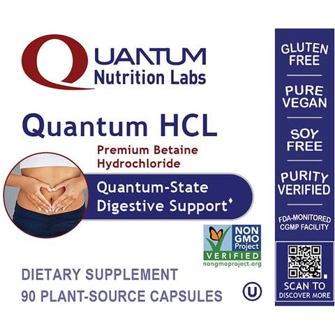 Labs Betaine HCL – Suplemento de Ácido Clorídrico de Betaina para Função Digestiva Ótima e Baixa Acidez Estomacal – 90 cápsulas - Quantum Nutrition