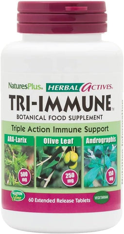 Herbal Actives Tri Immune – Folha de Oliveira, Arabinogalactanos, Andrographis – 60 cápsulas vegetais | Natures Plus - Natures Plus