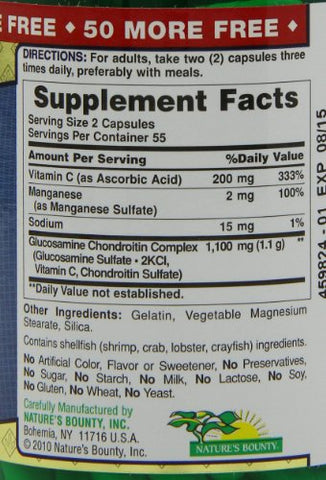 Nature's Bounty - Nature’s Bounty Complexo de Glucosamina e Condroitina, 110 Comprimidos (Pacote com 2) – Marca Nature’s Bounty