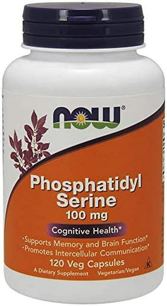 NOW Foods - Now Foods – Fosfatidilserina 100mg 120 Vcaps – Potencialize sua Memória e Concentração