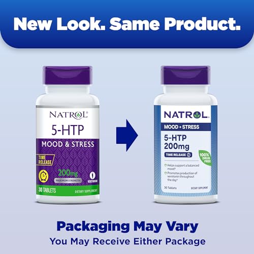 5-HTP Time Release – Comprimidos para Promover um Estado de Espírito Calmo e Relaxado, Manter uma Visão Positiva, Estimular a Produção de Serotonina, Livre de Medicamentos, Liberação Controlada, Máximo de Resultados - Natrol