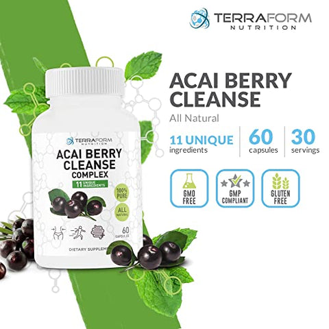 TerraForm Nutrition - Limpeza Poderosa de Açaí Natural – Antioxidante Potente – Fígado, Intestino – 100g