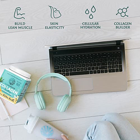 Sunwarrior - Proteína Vegana em Pó à base de Plantas | Ácido Hialurônico Minerais Biotina Livre de Soja Sem Laticínios Sem Glúten NÃO-OGM | Baunilha 20 Porções | Peptídeos de Construção de Colágeno por