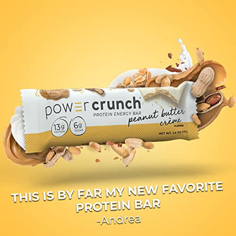 Barras de Wafer de Proteína, Snacks de Alta Proteína com Sabor Delicioso, Creme de Amendoim, 40g (12 Unidades) - Power Crunch