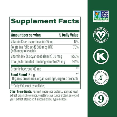 Blood Builder Minis – Aumenta os Níveis de Ferro Clinicamente Comprovado sem Efeitos Colaterais – Ferro com Vitamina C, Vitamina B12 | MegaFood Blood Builder Minis – Aumenta Ferro sem Efeitos Colaterais - MegaFood